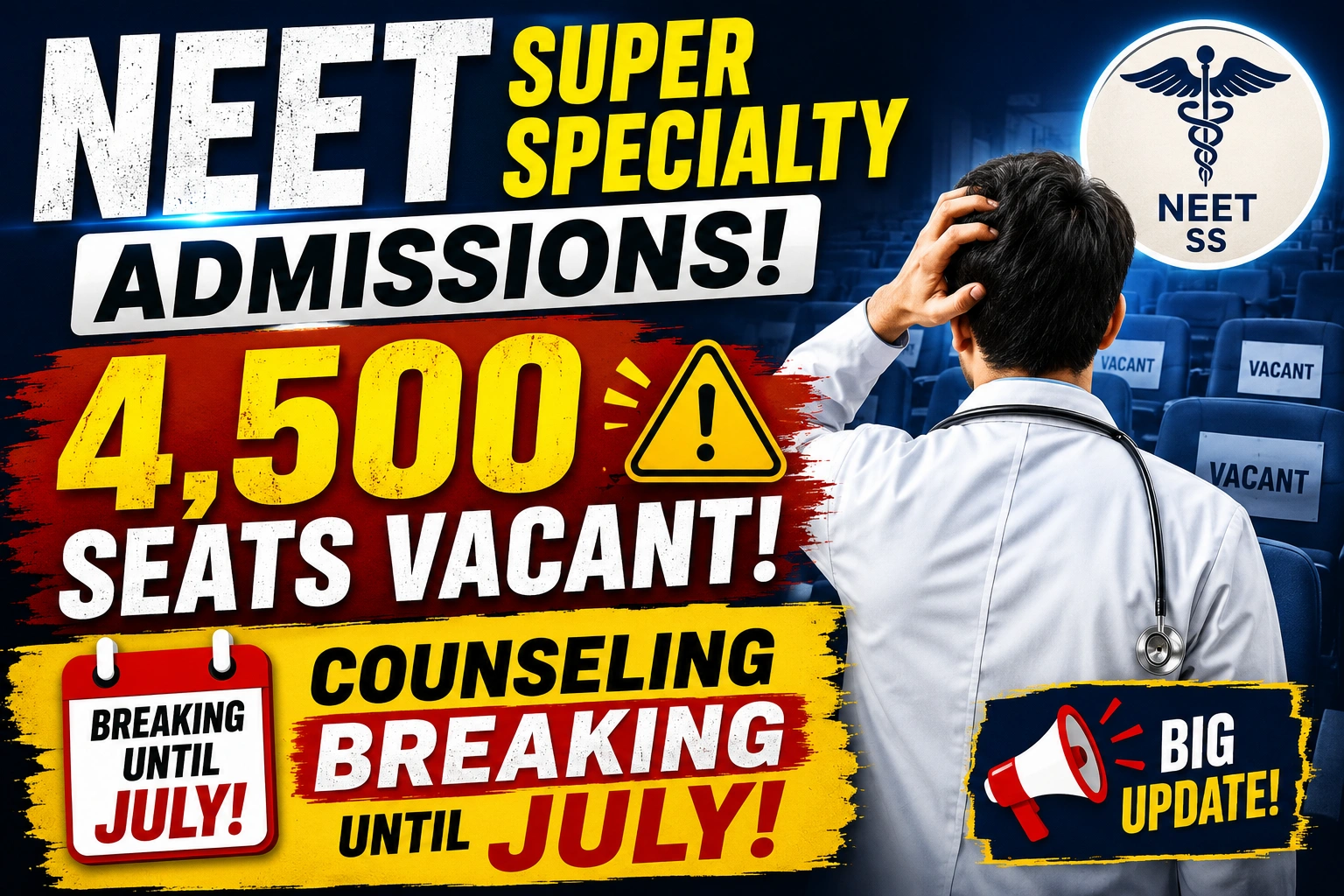 NEET Super Specialty Admissions: 4,500 Seats Vacant With Counseling Breaking Until July